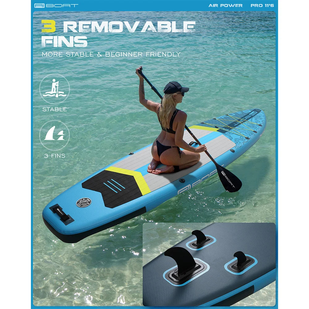 AIBOAT Blue Pro SUP Waterproof Inflatable Paddle Board 11'6''x35''x6'' Adult Standing Style Aquatic Fishing With Accessories SUB