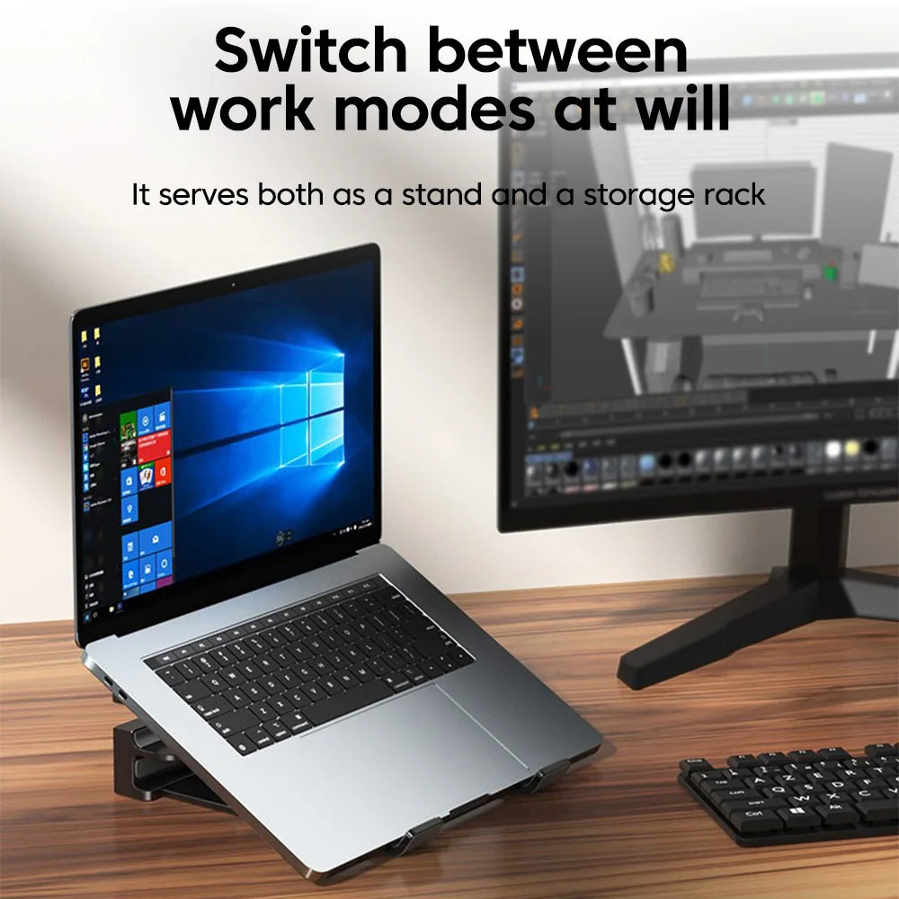 Laptop Vertical Dual-use Storage Stand Adjustable Laptop Stand With Silicone Protective Pad Holder For Laptop Tablet Smartphone