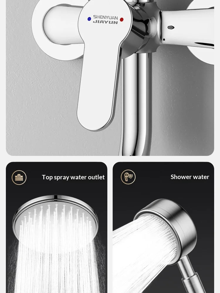 304 Stainless Steel Thermostatic Rainfall Shower Set High Pressure Wall Mounted Bathroom Mixer Tap Handheld Circular Square