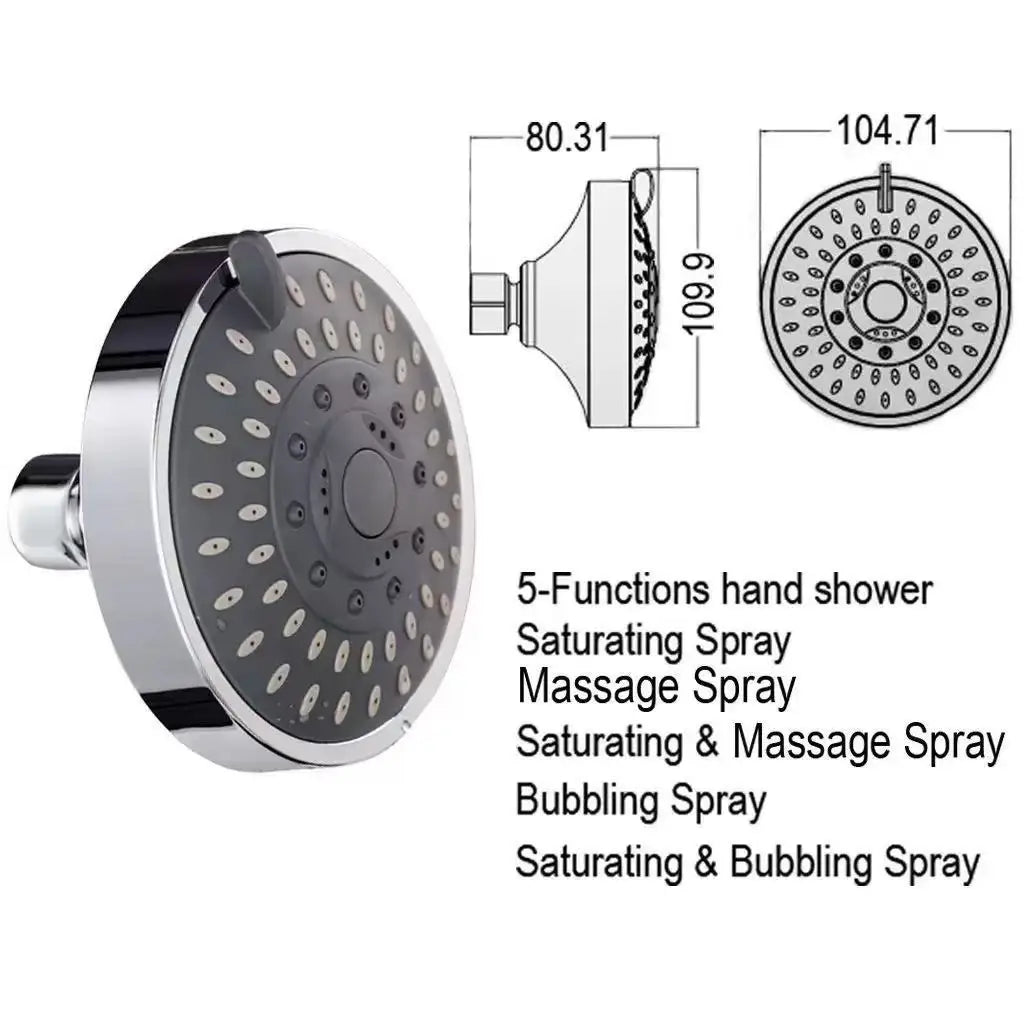 5 Modes High Pressure Shower Head 4Inch Sprayer Adjustable Rainfall Shower Head Sprayer Bathroom Fixture Faucet Replacement Part
