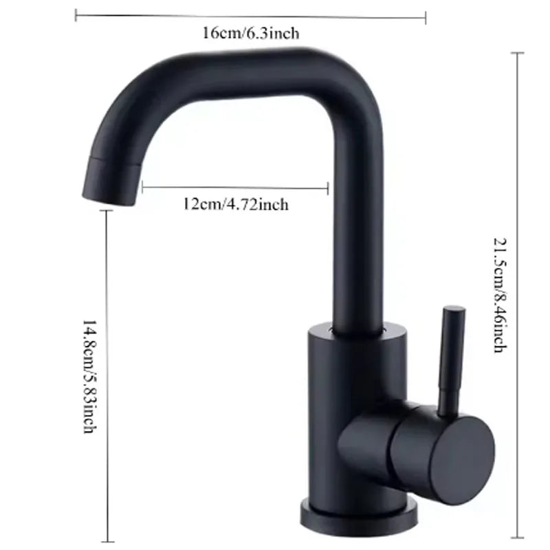 304 Stainless Bathroom Basin Faucet Steel Hot Cold Wash Mixer Crane Tap 360 Rotation Sink Faucets Single Lever Tap For Bathroom