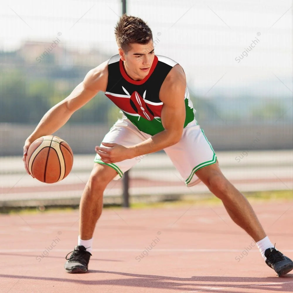 Kenya Flag Men Basketball Sports Running Fitness Multifunction Sleeveless tshirt Exclusive Custom Name Nunber