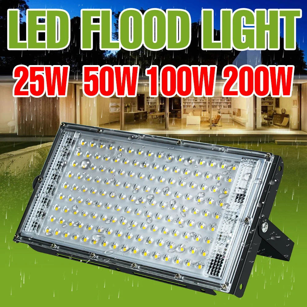 200W Outdoor LED Floodlight Super Bright 220V Waterproof Street Lamps Garden Backyard Commercia Exterior Wall Mount Lighting