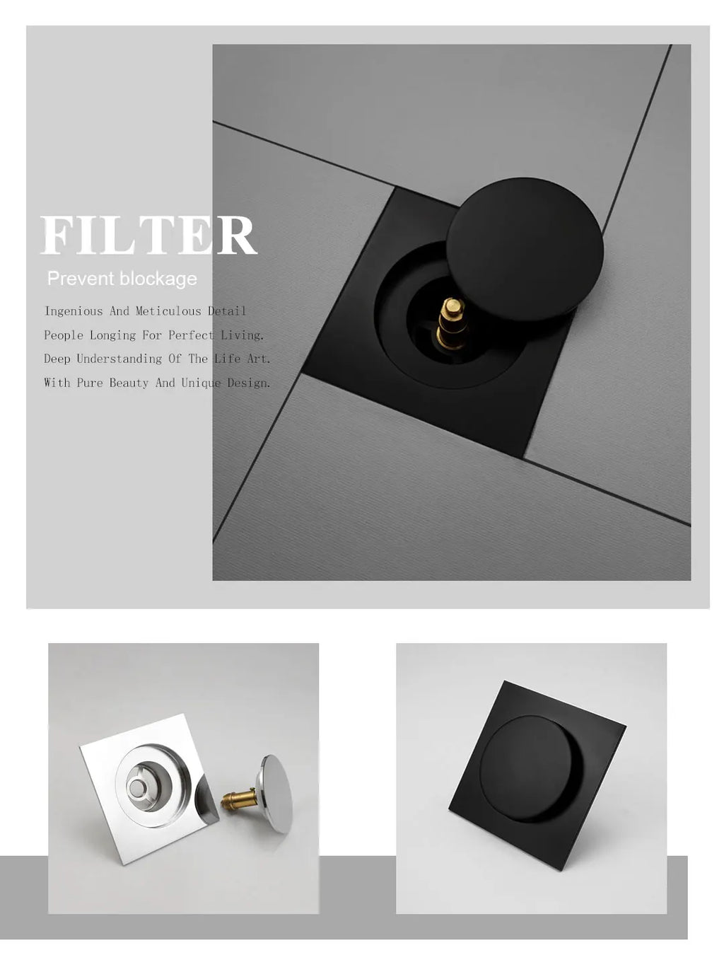 Pop Up Foot Floor Drain 10CM Brass Chrome Anti-odor Bath Drains Push Down Deodorization Gold Matte Black Shower Room Cover Plug