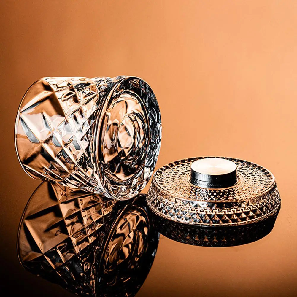 2PCS Whiskey Glasses Rotating Whisky Glass With Glass Base 360 Rotate Degrees Crystal Rum Glass For Cocktail Party Drinking Gift
