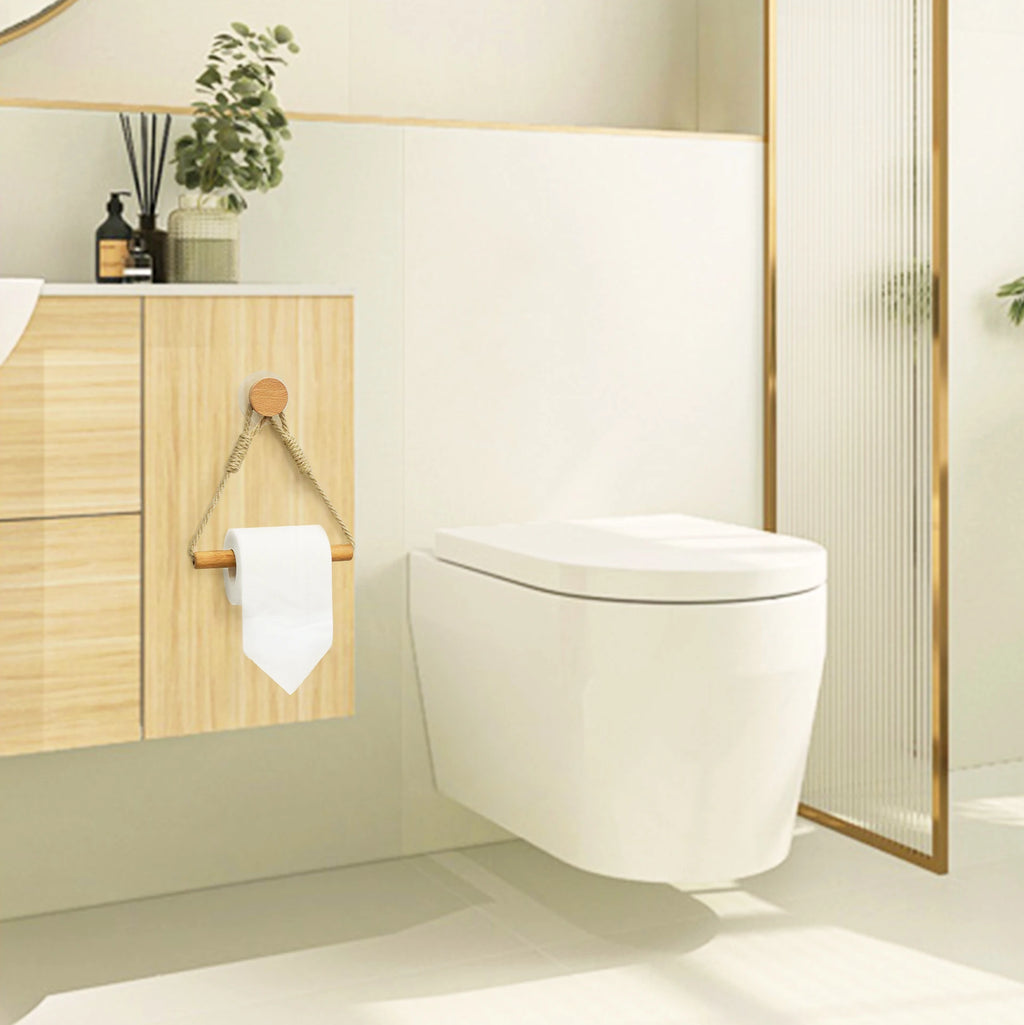 Toilet Paper Holder Wall Mounted WC Washroom Bathroom Accessories Wooden Rolling Paper Tissue Holder for Toilet Towel Rack