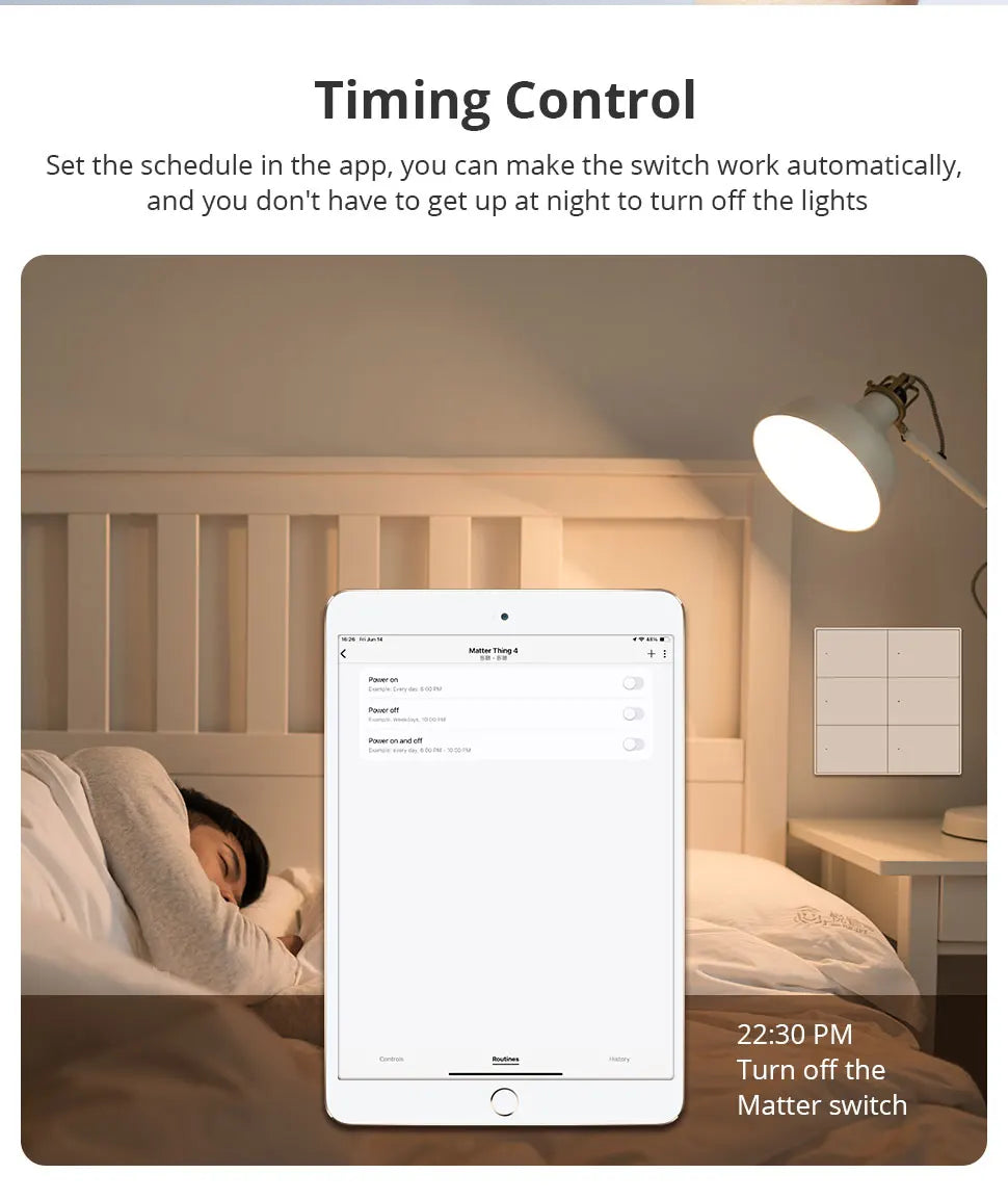 Zemismart Matter WiFi 6 Gangs Smart Wall Light Switch with Neutral 4x4 Push Button Switches SmartThings Homekit App