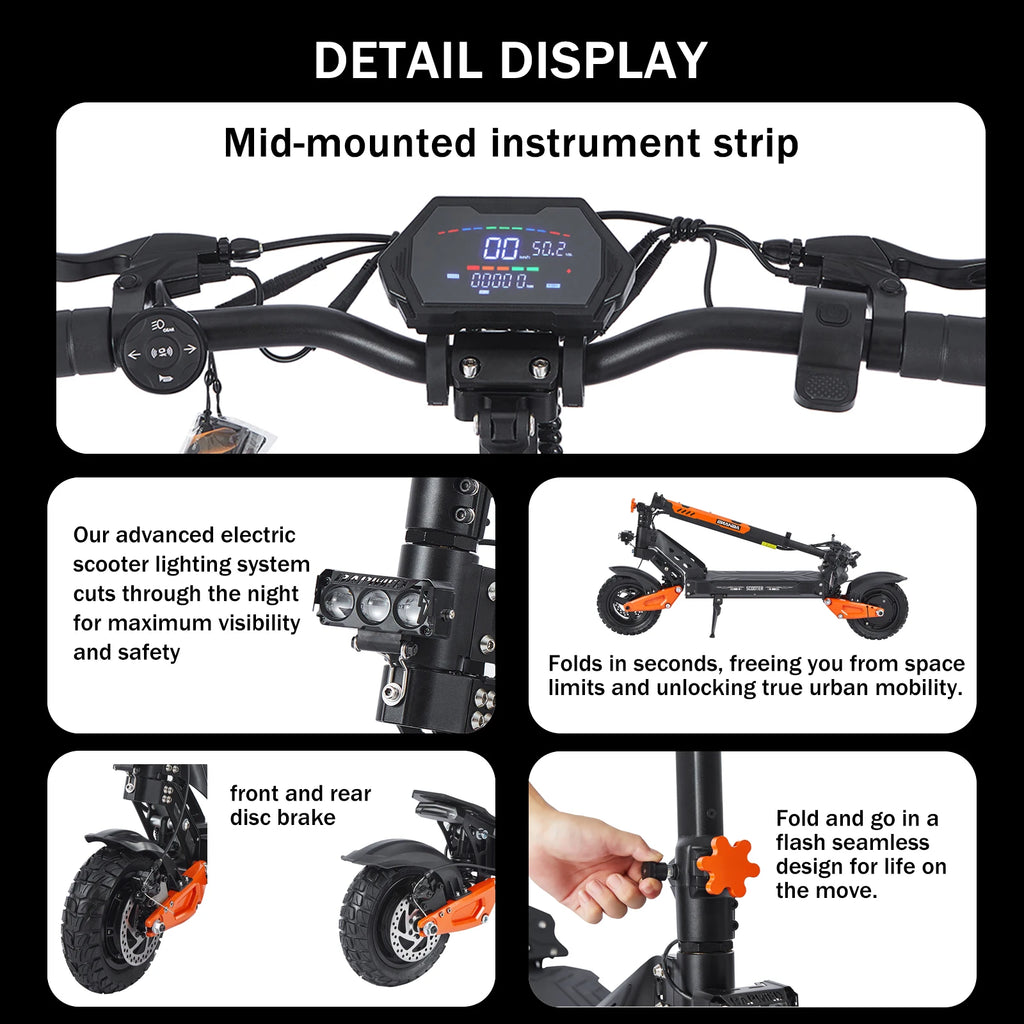 Factory Foldable Electric Scooters With APP NFC 48V 52V 1200W 55KM/H Range E Scooter Speed Limit 10Inch Escooter for Adults