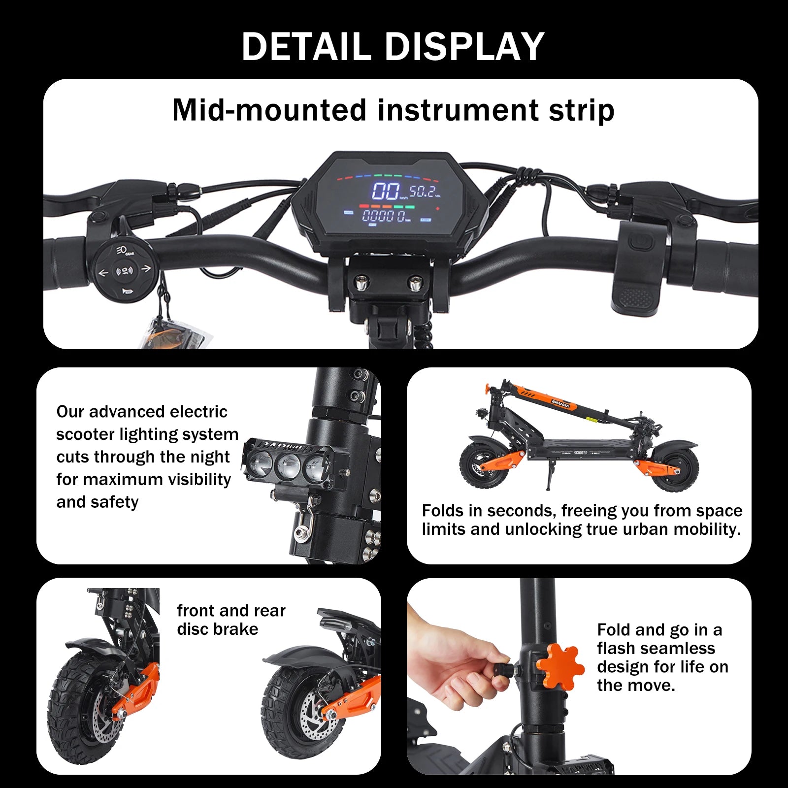 Factory Foldable Electric Scooters With APP NFC 48V 52V 1200W 55KM/H Range E Scooter Speed Limit 10Inch Escooter for Adults