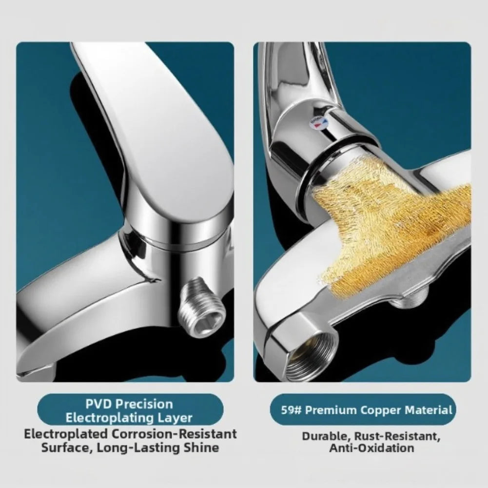 Shower Mixer Faucet Hot And Cold Water Mixing Valve For Shower Faucet G1/2 Wall Mount Copper Bathroom Fixture