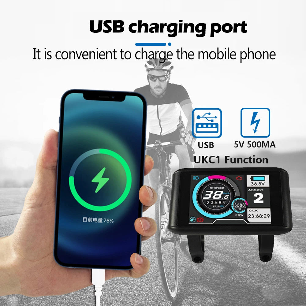 Electric Bike 30A Brushless Controller with SM Plug for 1000W Motor with LCD Display Panel S800 S830 E-scooter Meter Control UKC