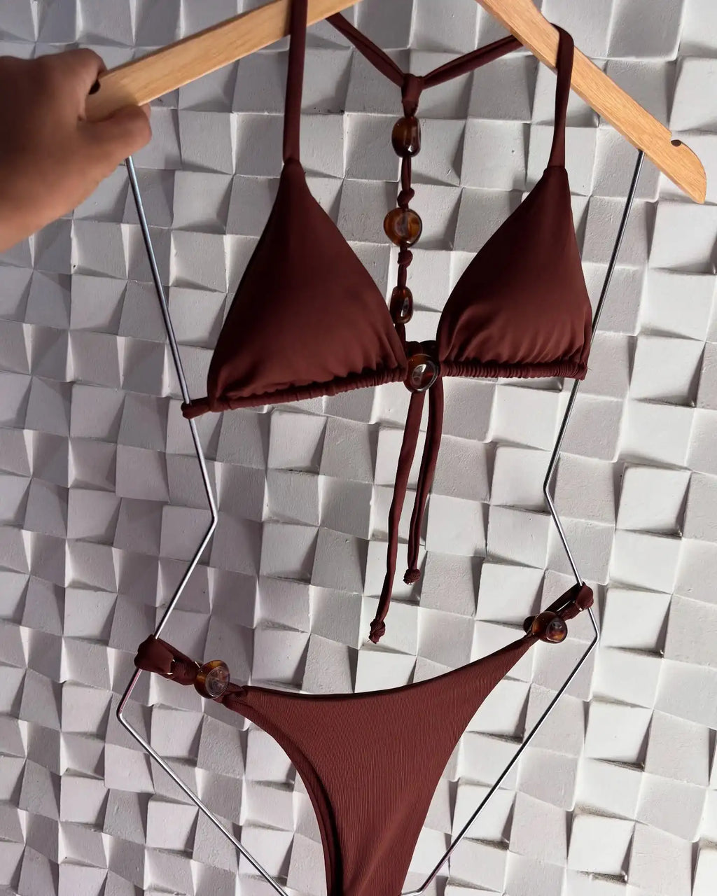 Sexy Bikini Swimwear Women Swimsuit Halter Bead Bikini Set Bathing Suit Two Piece Bikini Summer Beachwear