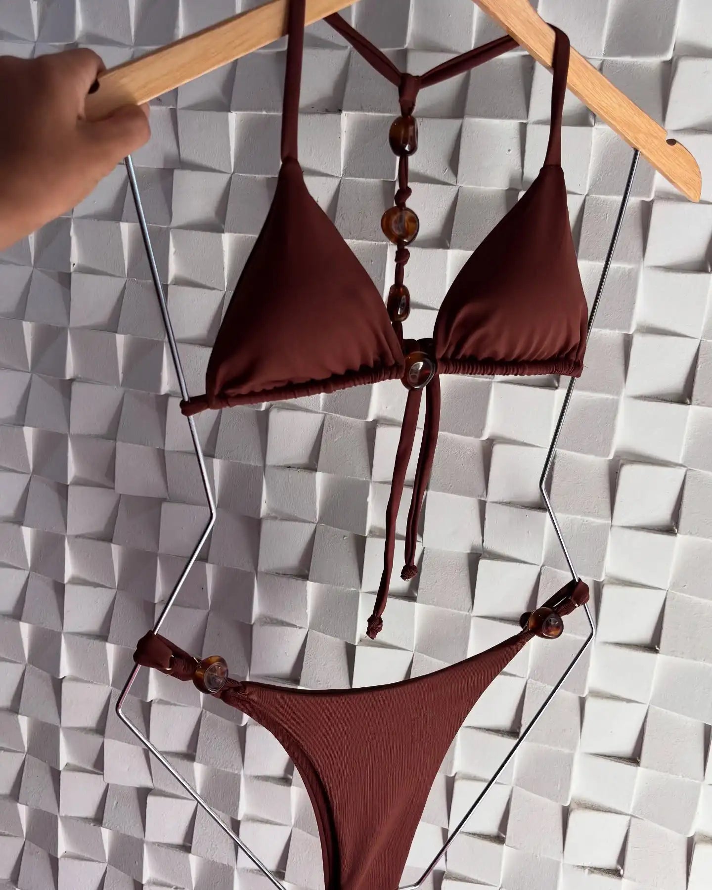 Sexy Bikini Swimwear Women Swimsuit Halter Bead Bikini Set Bathing Suit Two Piece Bikini Summer Beachwear