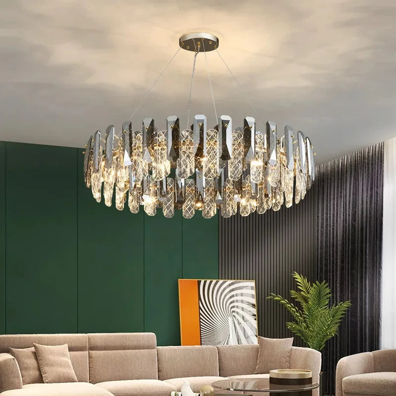 Postmodern Light Luxury LED Crystal Chandelier Atmosphere Dining Room High-end Home Bedroom Kitchen Living Room Pendant Lights