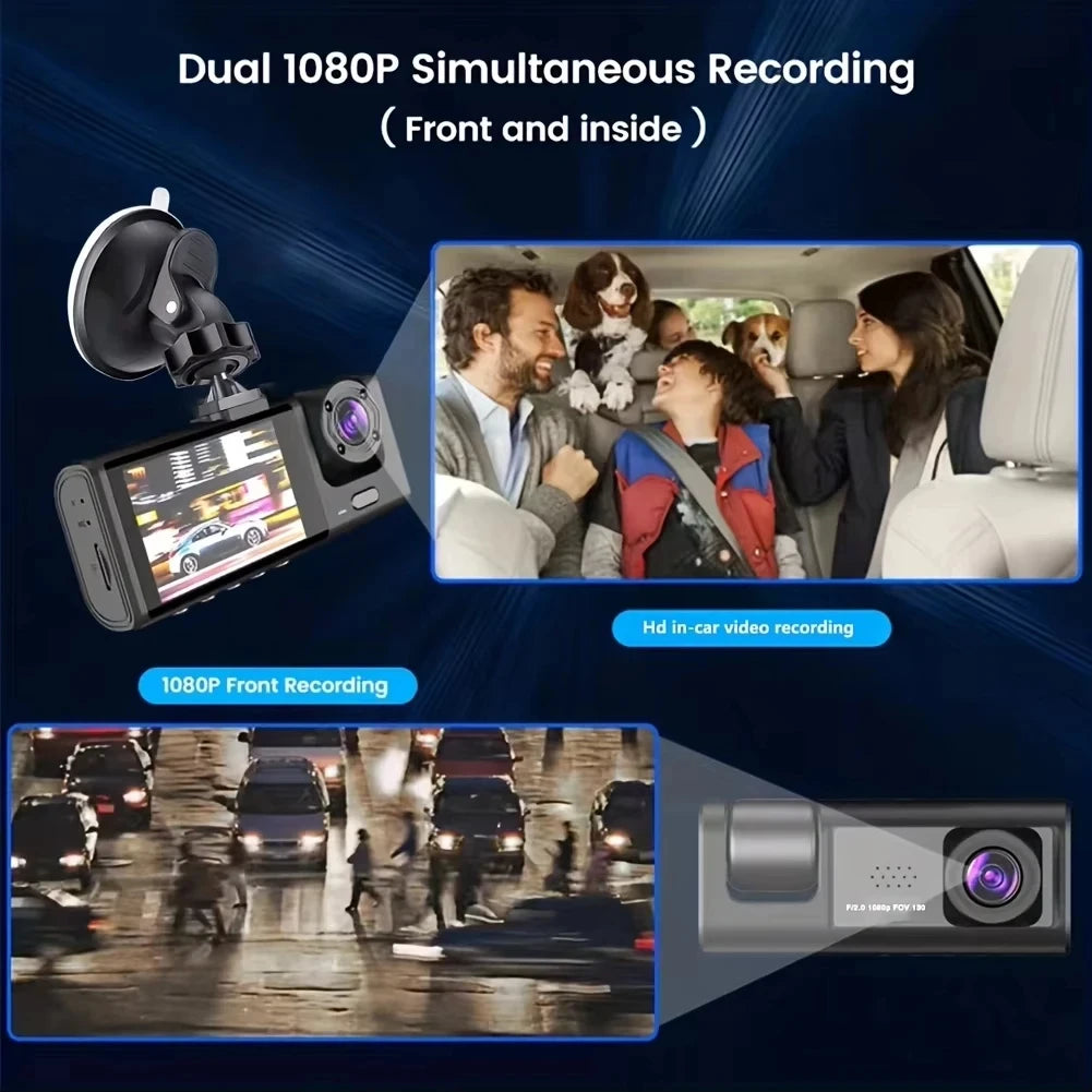 Hd 1080p 3-lens Video Dashcam High-definition Night Vision Of The Vehicle Recorder Car Dvr Registrator Dashcam Camcorder