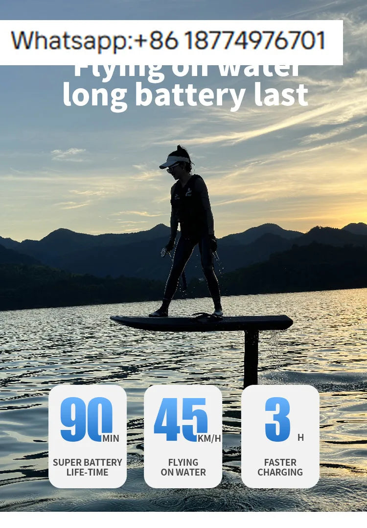 Electric Hydrofoil Surfboard EPP Carbon Fiber 8KW Motor 58AH Battery RUSH WAVE Y1 Standing Water Ski Board Suspended Water Pedal