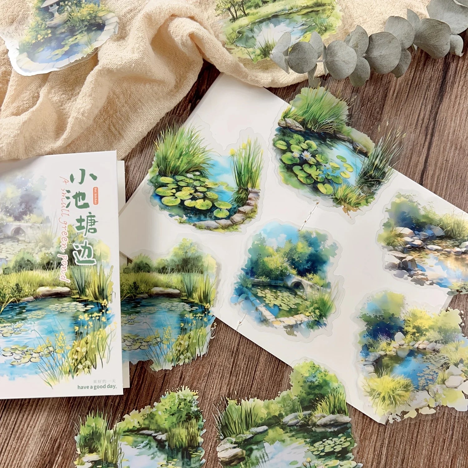 10 pcs Large Size Pond and Lake Landscape Stickers For DIY Scrapbooking Planner Collage Diary Supplies Sticker Stationery