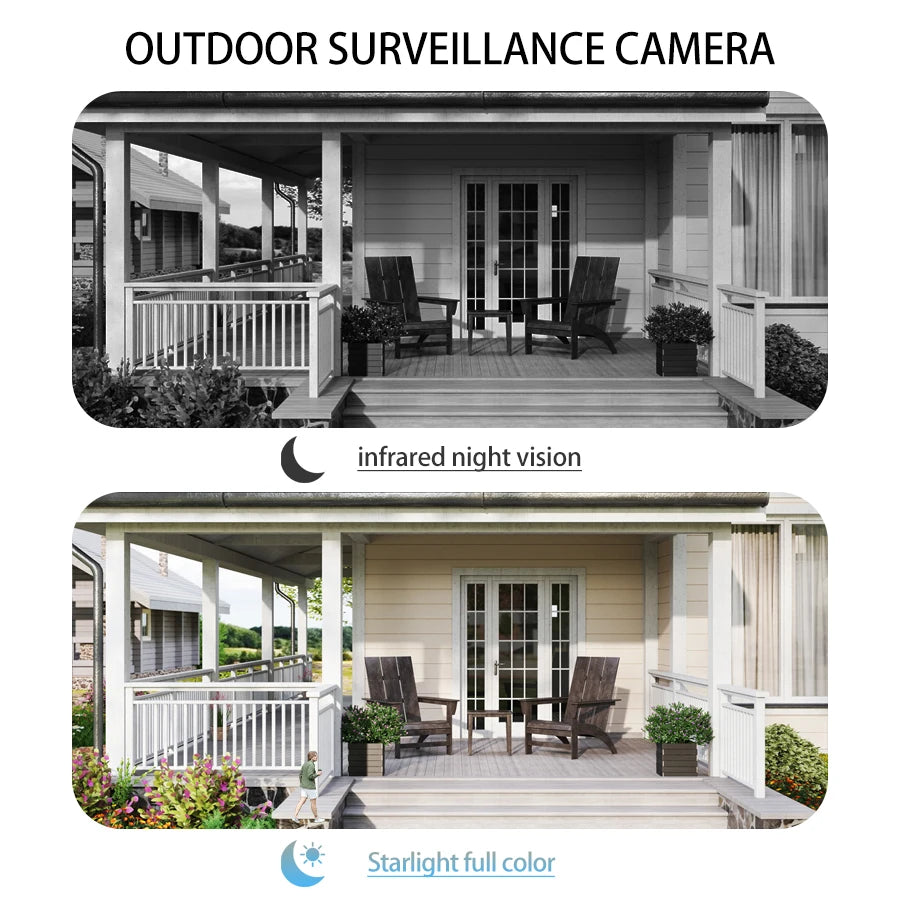 Solar Powered Security Camera Outdoor Wireless WiFi Camera 3MP Home Surveillance Camera Night Vision Waterproof Motion Detecti