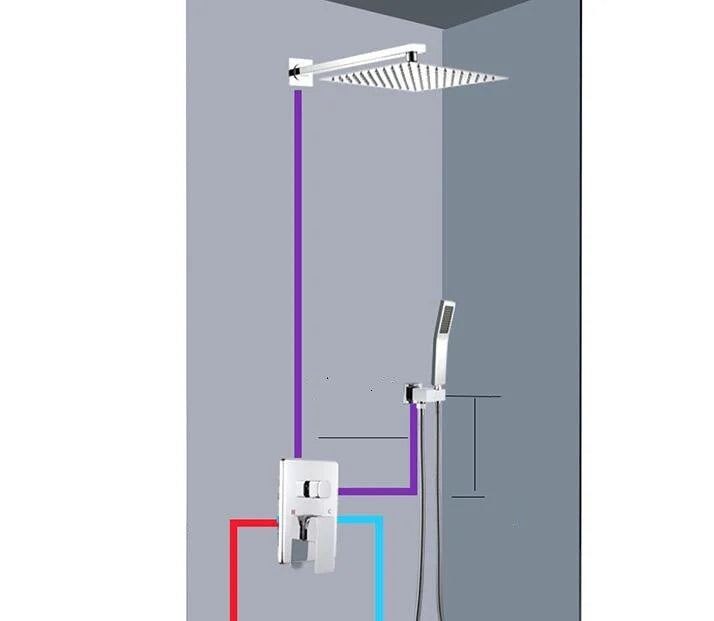 Two Function Shower System Water Mixing Control Valve Bathroom Fixture In Wall Brass Hot Cold Bath Faucet Open Close Gold Black