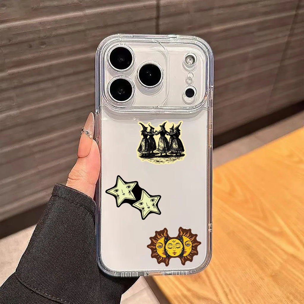 50Pcs Occult Celestial Creepy Stickers Gothic Moon Decals For Phone Scrapbook Suitcase Skateboard Guitar DIY Aesthetic Stickers