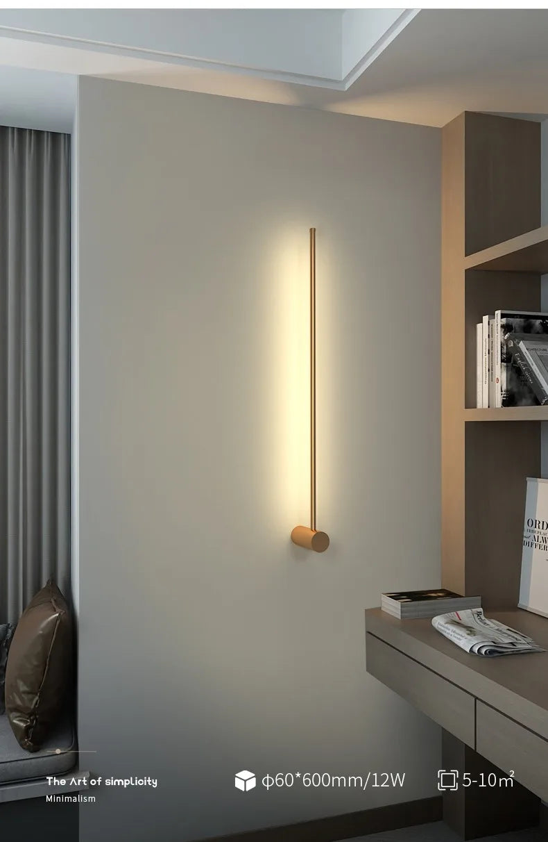 Remote Control Dimmable Wall Light, Plug-in Rotating LED Bar Lamp for Home Office Restaurant, Black/Gold/White, 60/80/100cm