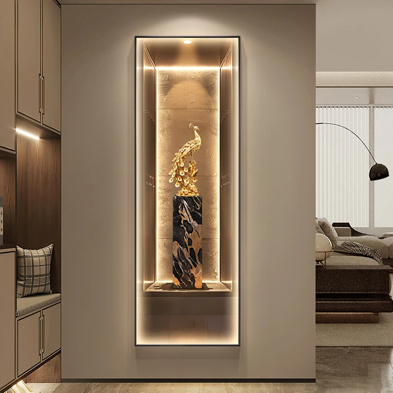 Modern Light Luxury Entrance Decoration Painting Wealth Wall Lamps Tree Corridor Hanging Painting High-end Wall Painting Light