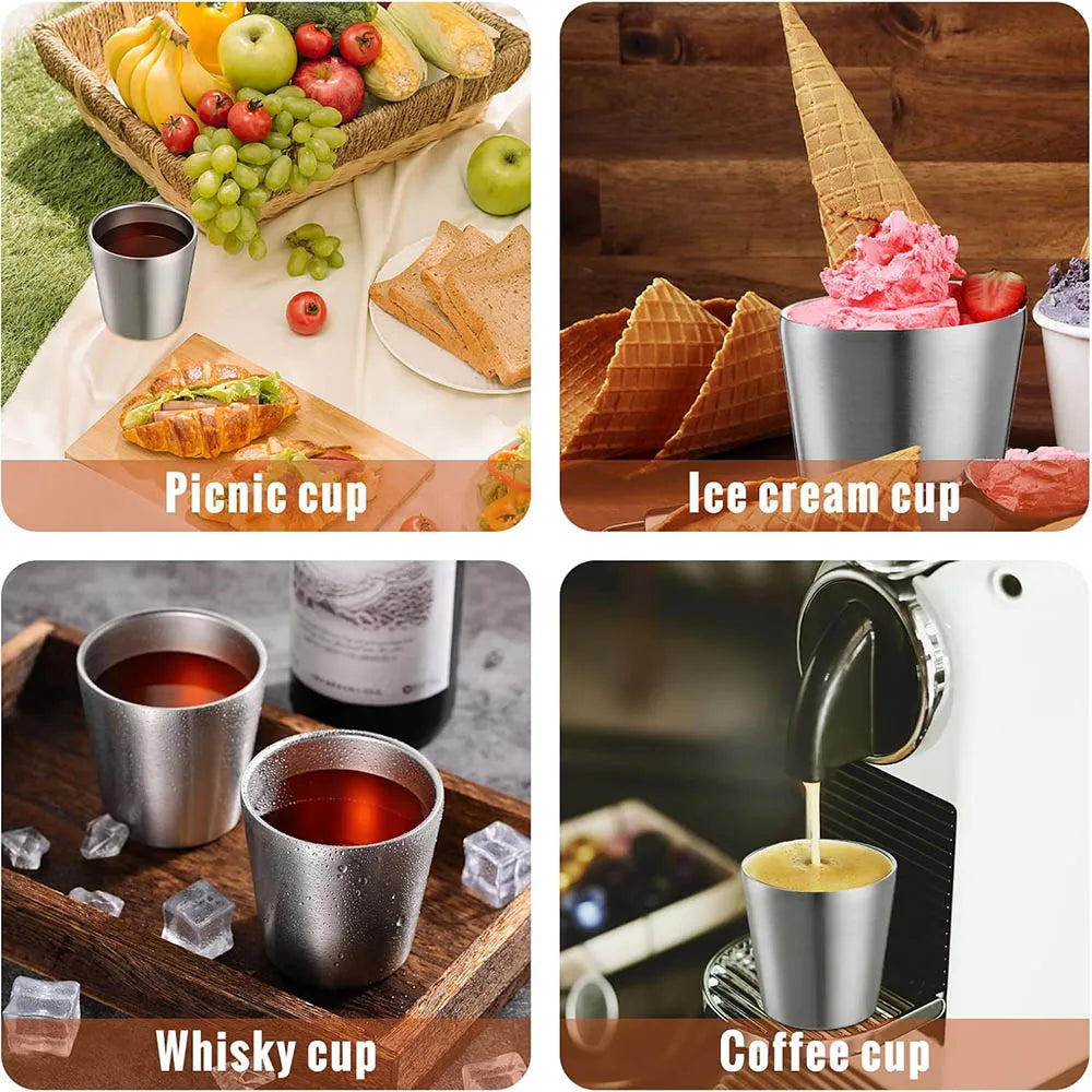Stainless Steel Cups Double Wall Tumbler Glasses Stackable Glasses Metal Drinking Cups Insulated Drinking Glasses Reusable