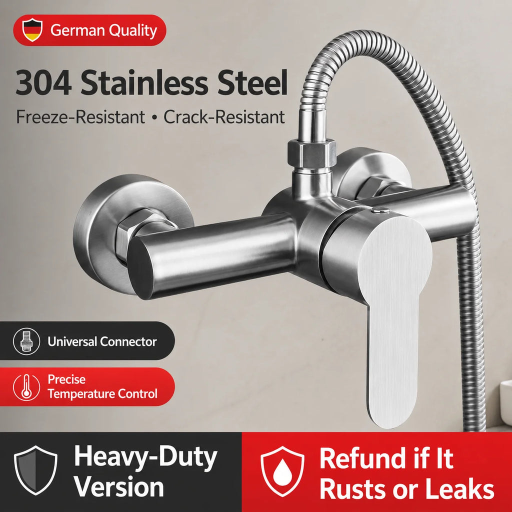 Stainless Steel Concealed Shower Mixer Valve Wall Mount Hot Cold Water Mixing Tap for Bathroom