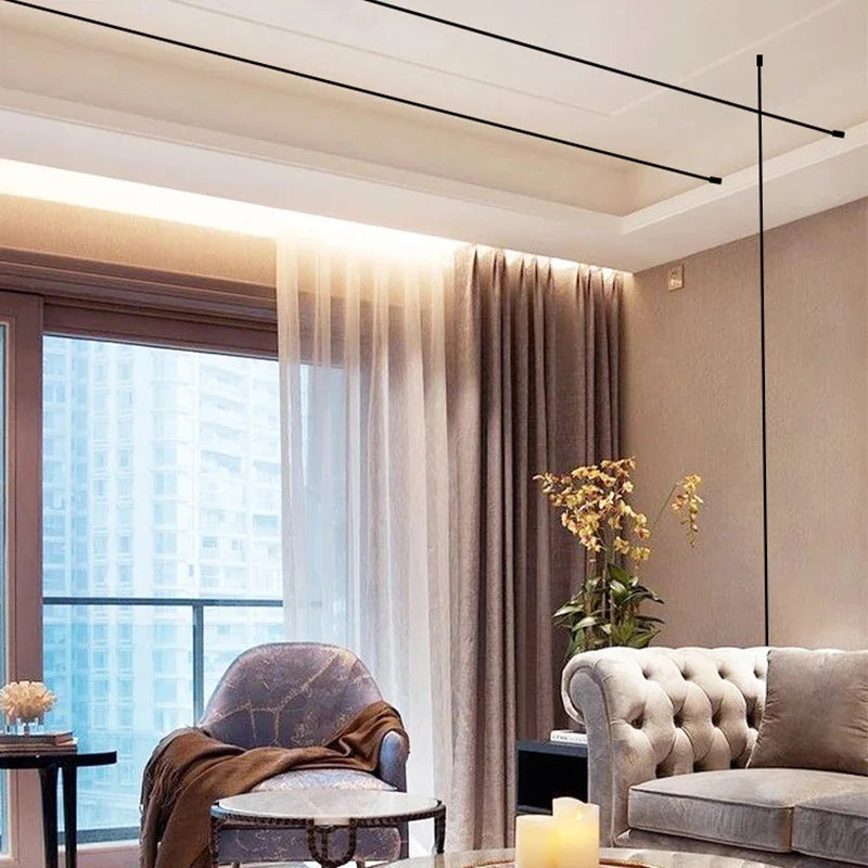 Modern Black And White Linear Wall Lamp Skyline LED Strip Without Main Light Decoration Living Room Background Bathroom Lamps