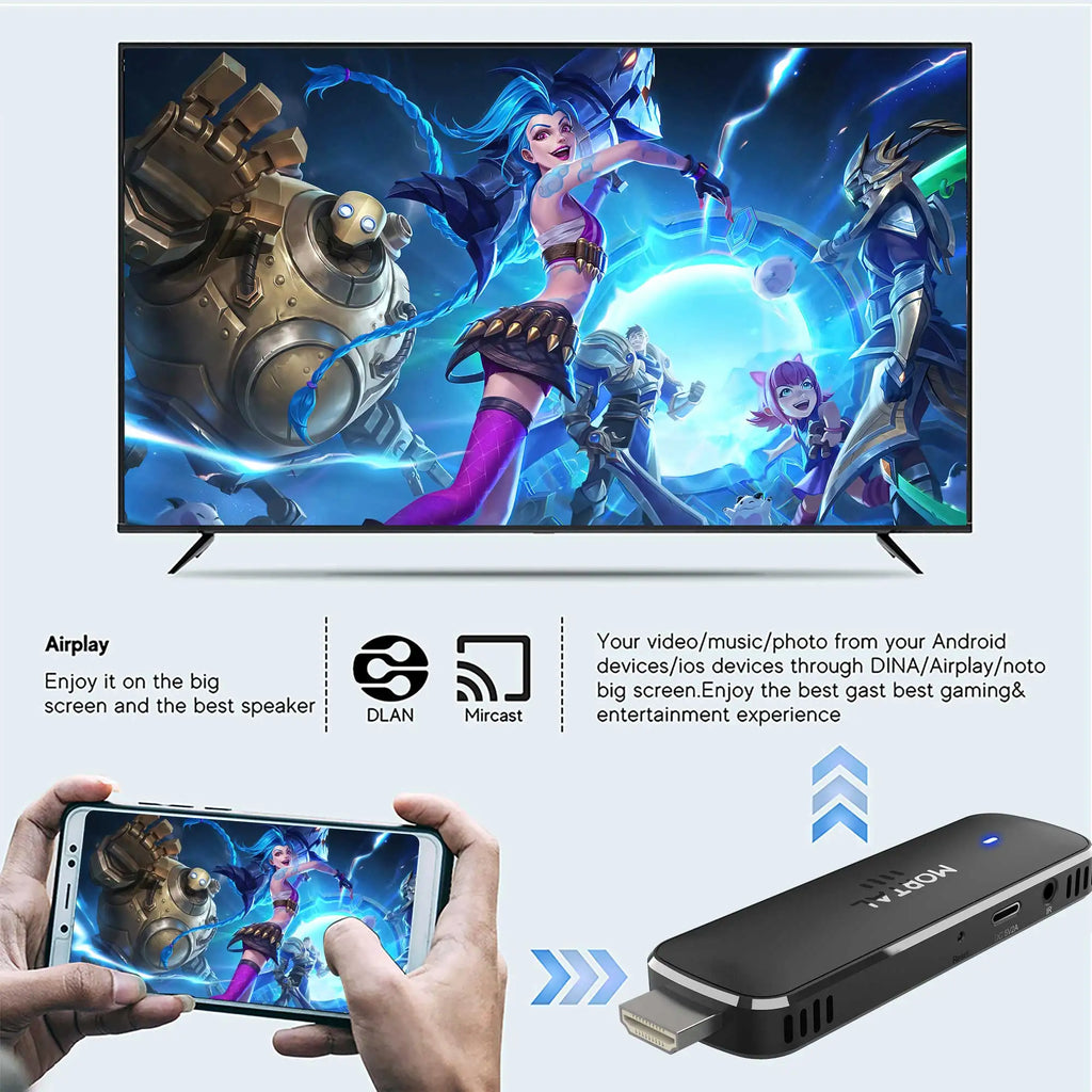 Mortal Android14 TV Stick WIFI6 Voice Control TV Stick Q8 8K Video Allwinner H313 Netflix YouTube TV Box Free Live TV Streaming