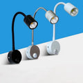 cabinet Lights Black, Flexible Gooseneck Lamp LED 3W 3000K Wall Mounted 220V with Switch for Bedrooms Living Room Indoor Lo