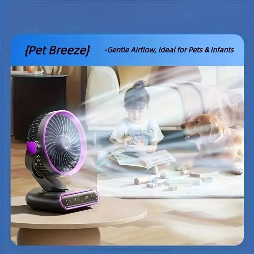 Air Circulation Fan Desktop Portable Rechargeable Fan AI Smart 100 Speed Stepless Quiet Brushless Motor Type-C Baby Sleep Wind