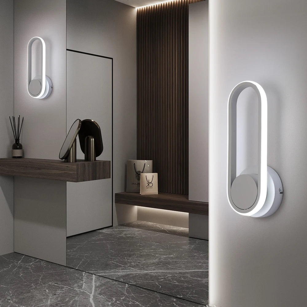 Modern Wall Light White Led Wall Lamp Rotational Sconce Fixture Nordic Bedroom Luster Loby Aisle Living Room Decor Minimalist