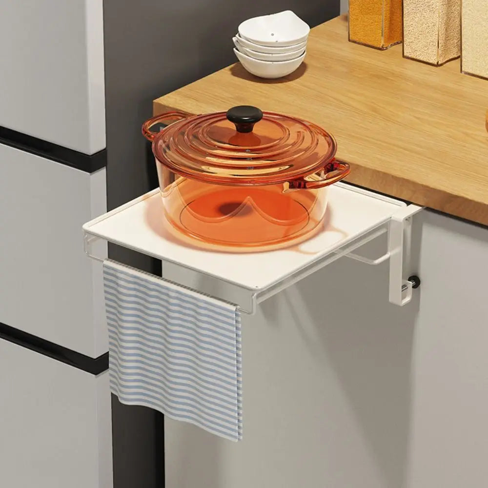 Foldable Design Cabinet Door Storage Rack With Towel Rack Countertop Cabinet Kitchen Shelf Door Mounted Storage Organizer