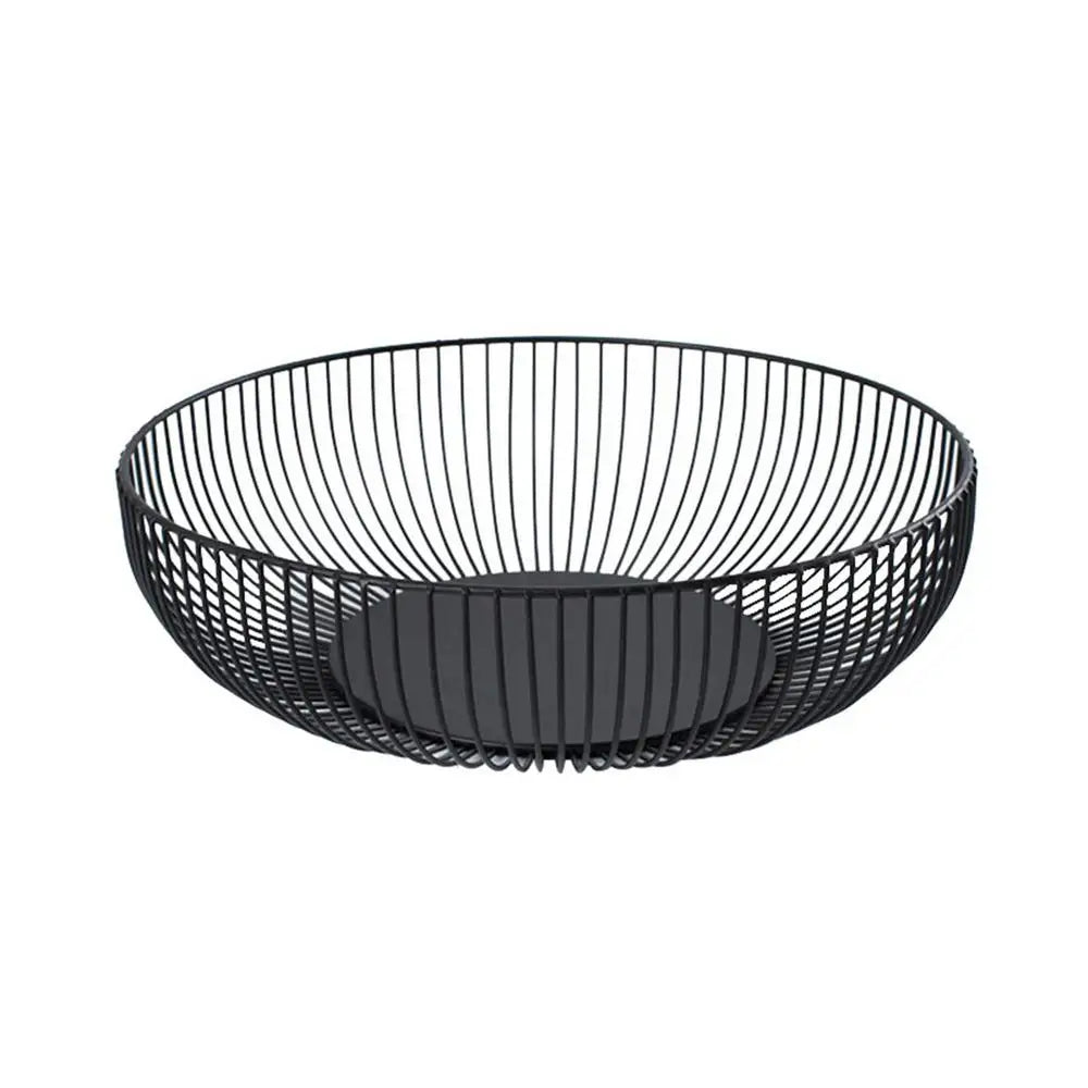 Black Storage Basket Creative European Fruit Snacks Candy Basket Desktop Bedroom Kitchen Fruit Basket Decorations Iron Hollow