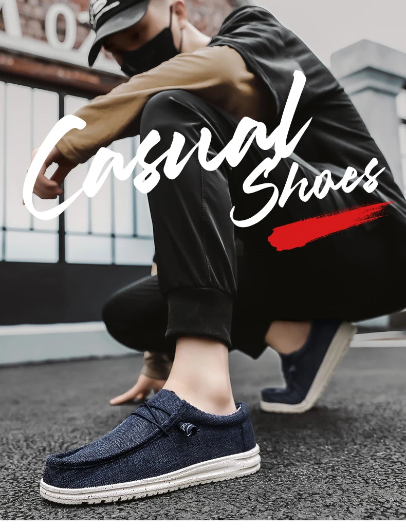 Men Shoes Casual Canvas Loafers Shoes Light Breathable Flats Leisure Male Vulcanized Shoes Walking Sneakers Plus Size 39-46