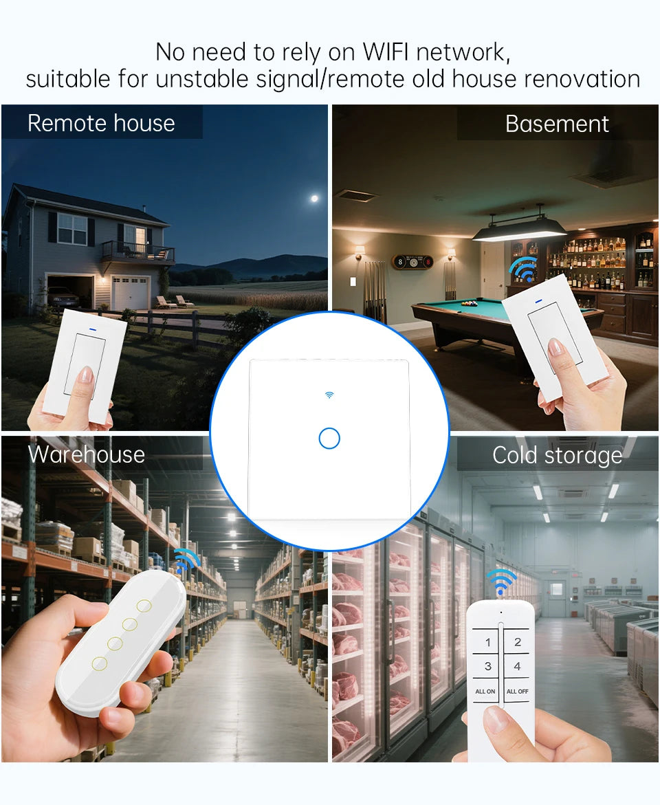 SIXWGH 1/2/3/4 Gang EU Touch Switch No Neutral Wire AC100-240V Panel Tempered Crystal Glass wall Light Sensor Switch