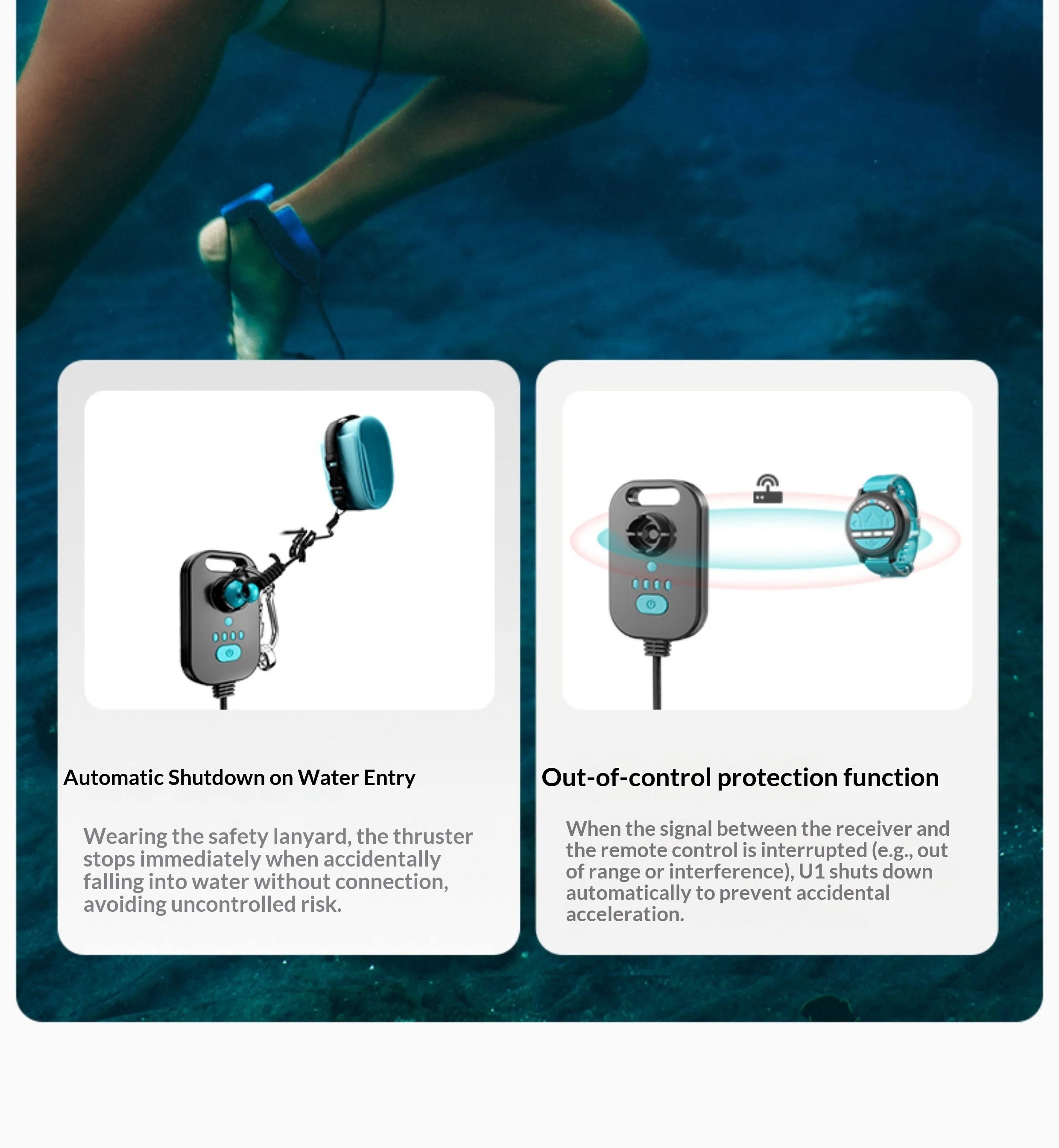 Underwater Scooter 1100W Sea Scooter with 3-Speed Dual Mode 10ft/s Max 80-Min Runtime 164ft Depth for Diving Snorkeling SUP