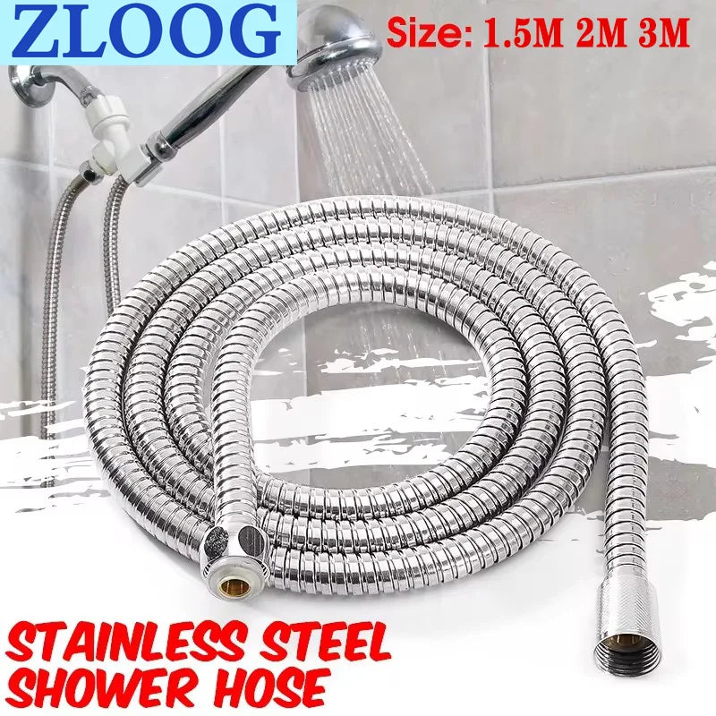 Black 1.5m/ 2m /3m G1/2 Inch High Quality Flexible Shower Hose Stainless Steel Chrome Bathroom Water Head Shower Extension Pipe