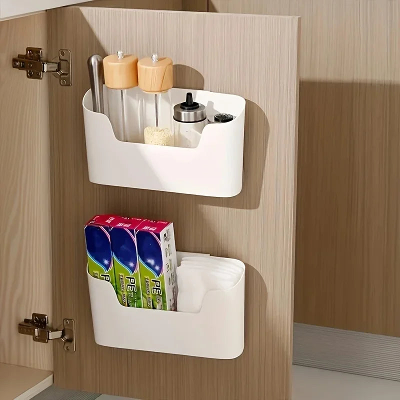 1pc Multi-Purpose Wall-Mounted Storage Box for Home and Office - Space-Saving Cabinet Door Organizer for Kitchen, Bathroom,