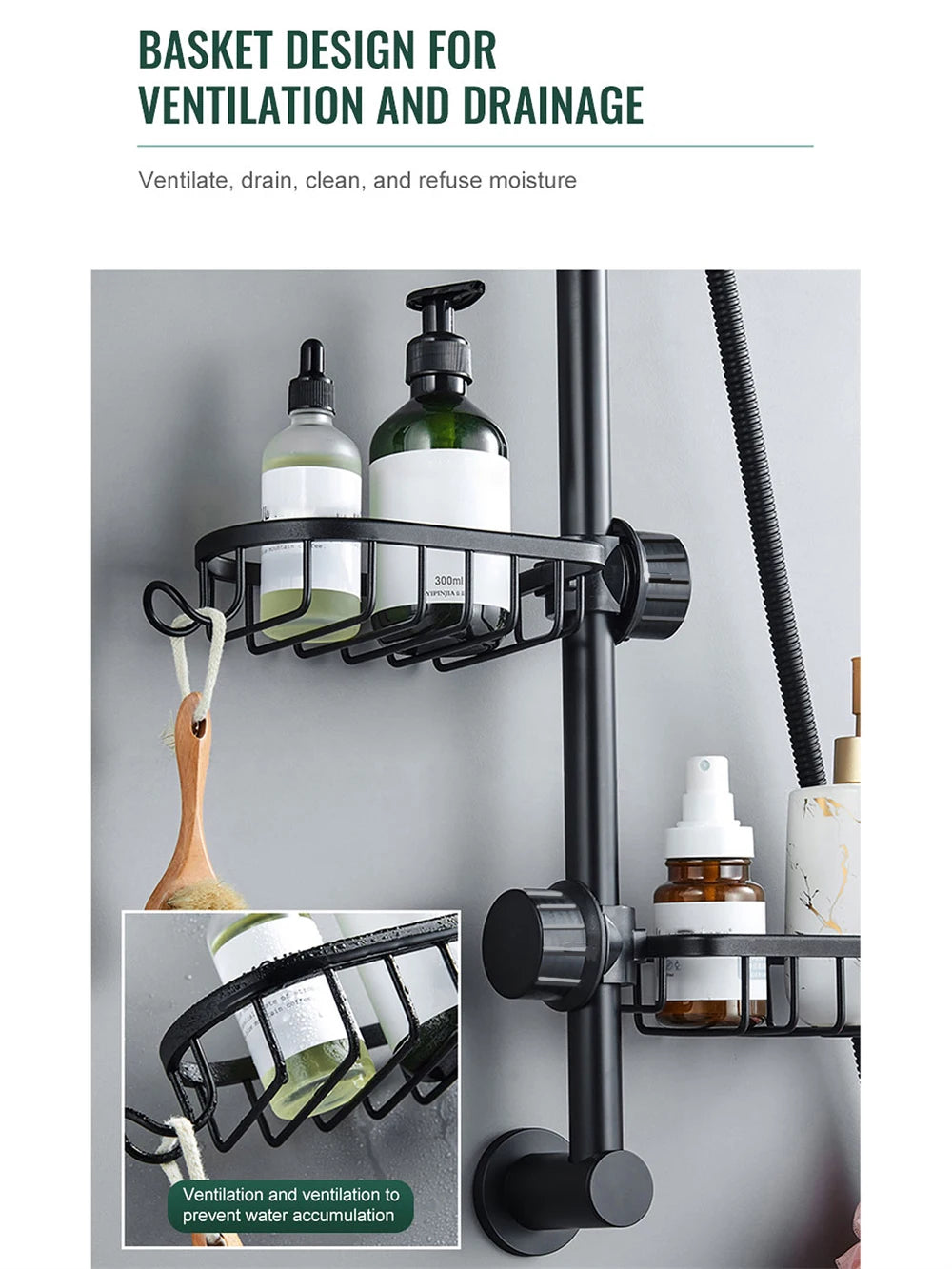 Bathroom Shower Rack Storage Rack Perforated Shower Storage Sponge Unidirectional Drainage Storage Rack Household And Household