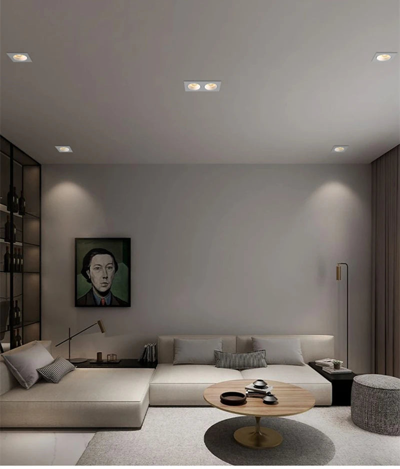 Modern Simple Down Light Embedded Dark Decoration Household Ultra-Thin No Main Light Adjustable Angle LED Anti-Glare Spotlights