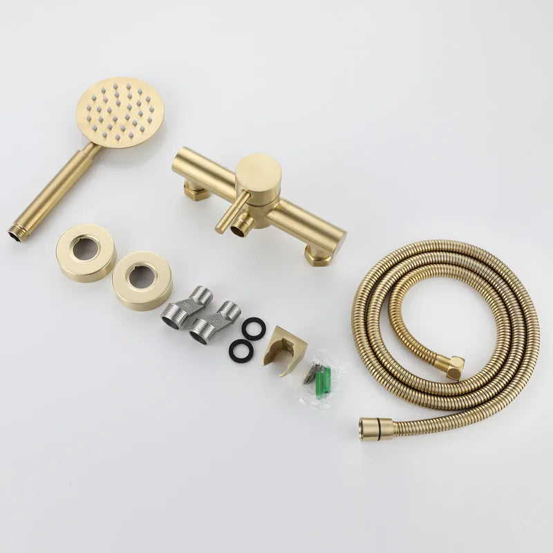 Tuqiu Brushed Gold Bathroom Shower Faucet Set Wall Mounted Shower Faucet, Bathroom Cold and Hot Bath and Shower Mixer Taps Brass