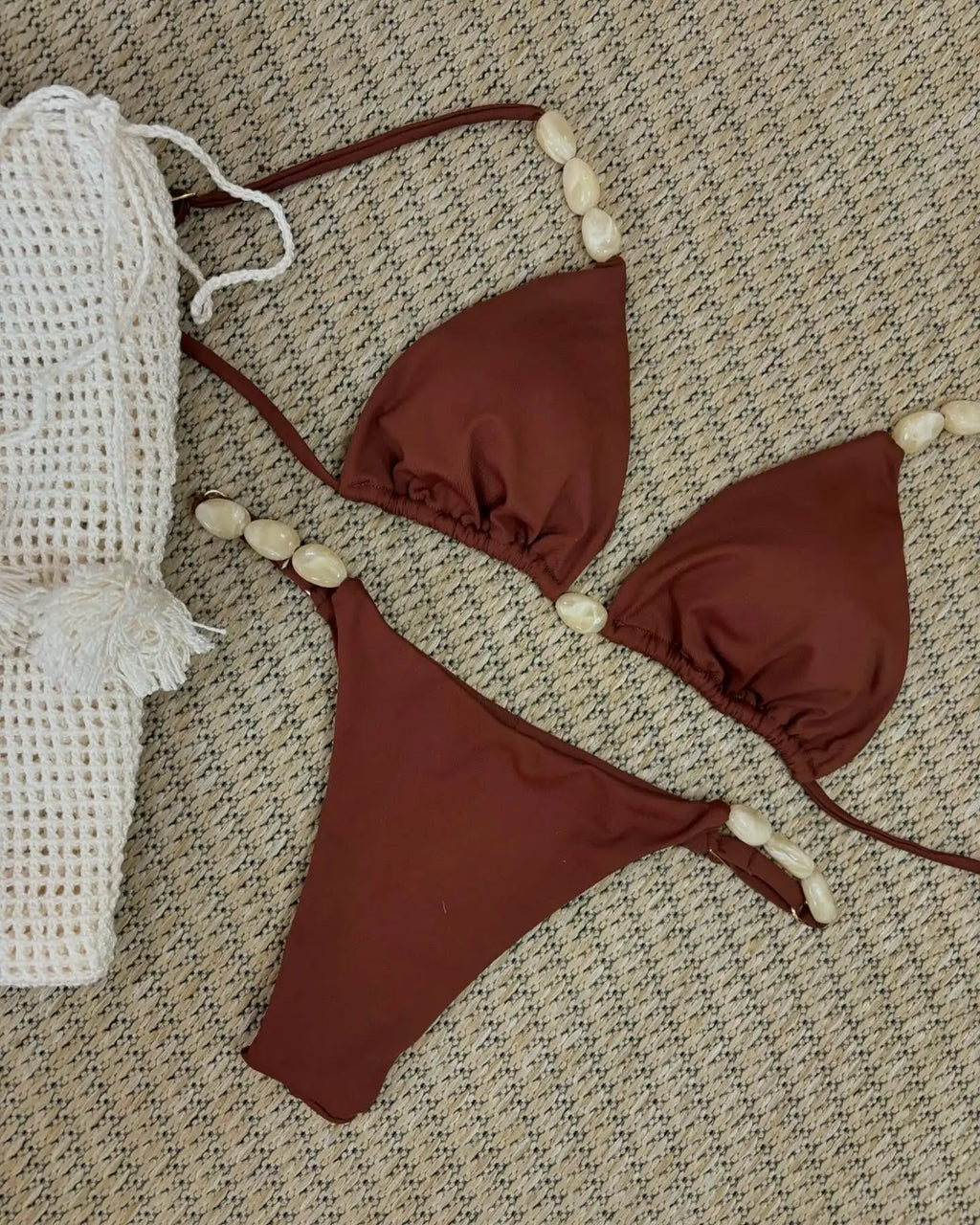 Sexy Bikini Swimwear Women Swimsuit Halter Bead Bikini Set Bathing Suit Two Piece Bikini Summer Beachwear