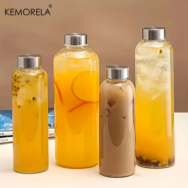 Glass Sports Water Bottle with Lid Leak-Proof And Heat-Resistant 500/750/1000ML for Travel And Storing Such As Juices, Smoothies