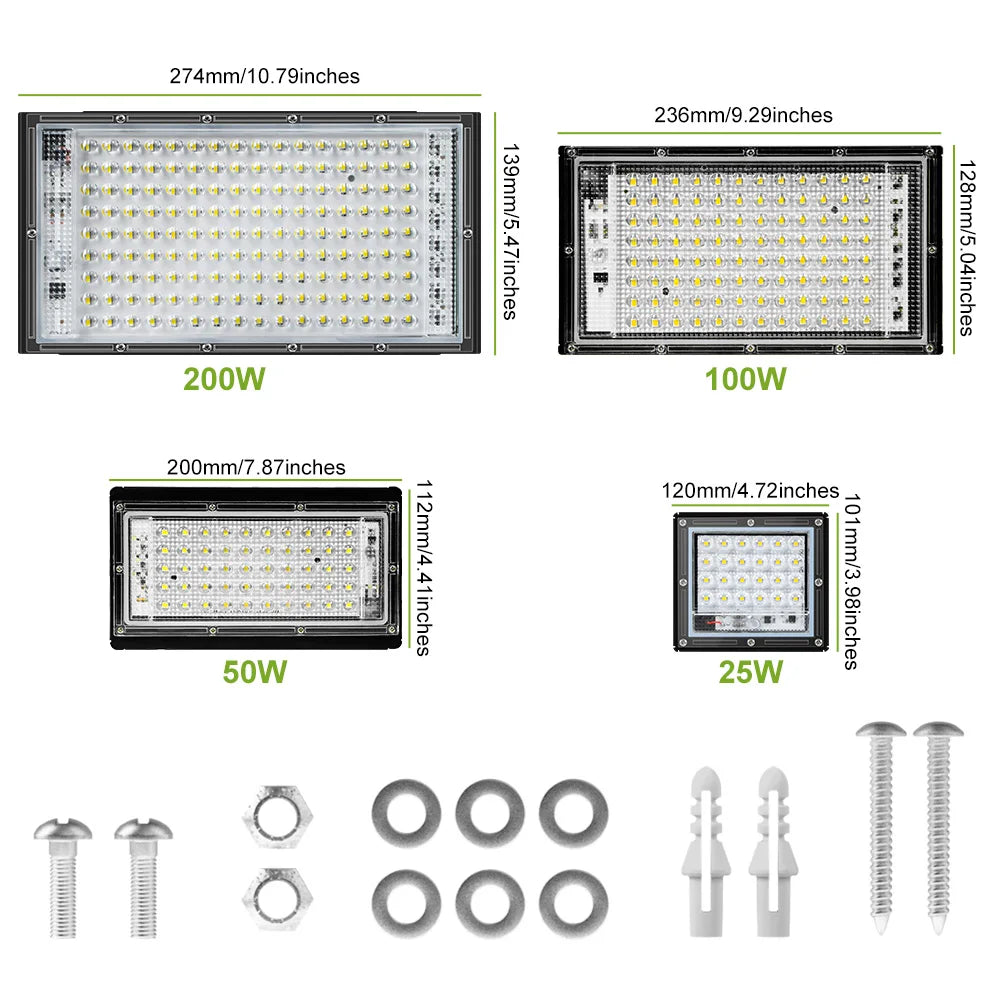 200W Outdoor LED Floodlight Super Bright 220V Waterproof Street Lamps Garden Backyard Commercia Exterior Wall Mount Lighting