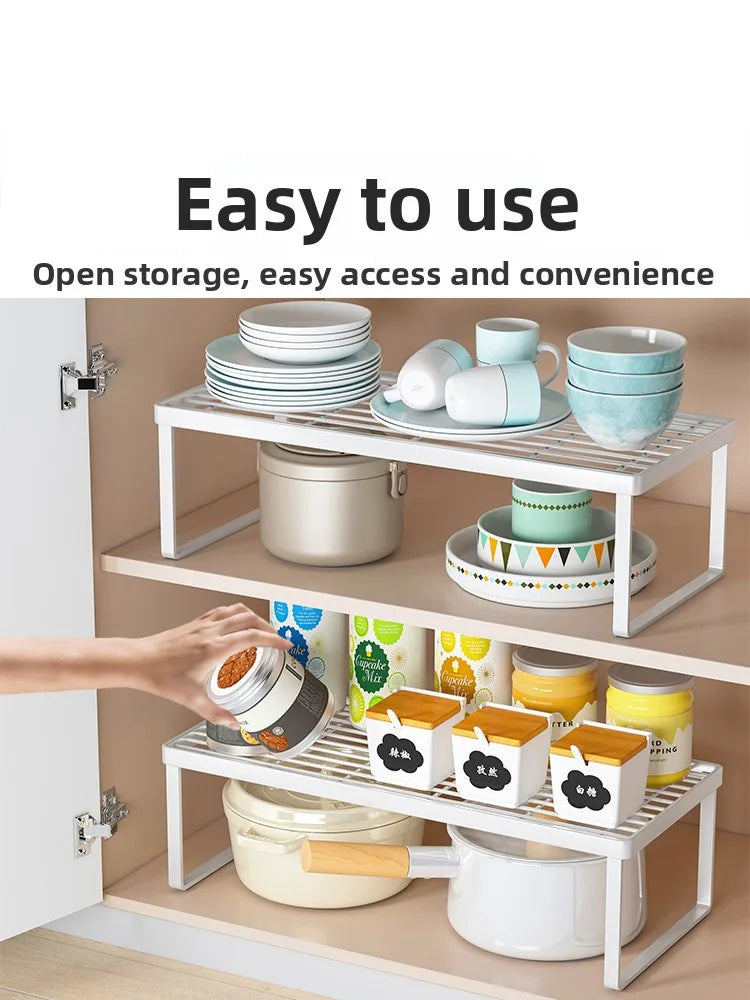 Kitchen Countertop Storage Rack Bowl Plate Pot Organizer Cabinet Internal Layered Shelf Seasoning Tabletop Storage