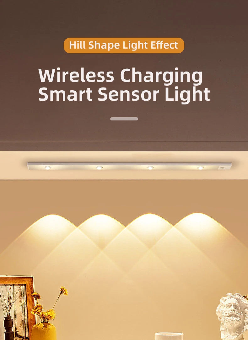 White/Black LED Cabinet Light USB Rechargeable Motion Sensor LED Light for Kitchen Wardrobe Cabinet Lighting 20CM/30CM/40CM/50CM