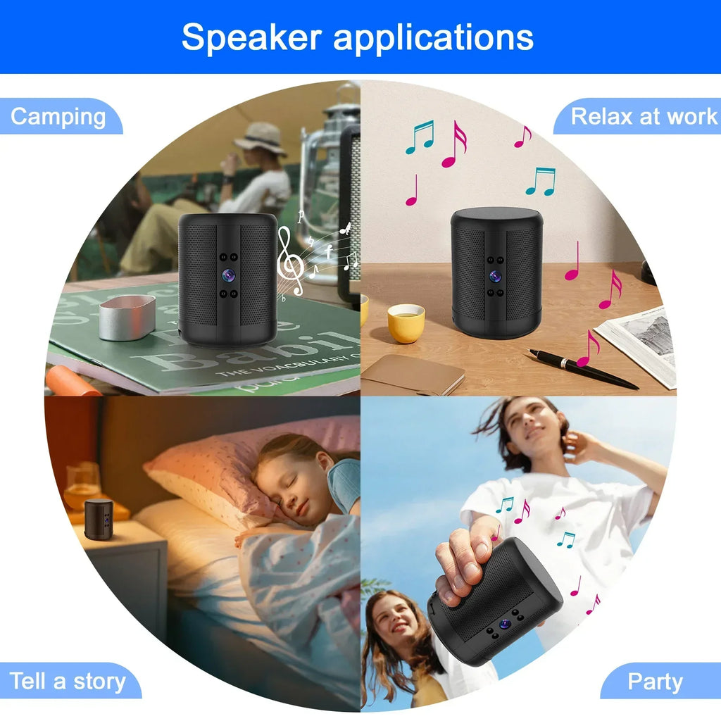 Mini Home Security Surveillance Camera, 4K HD, WiFi, Bluetooth Speaker, Two-Way Remote Intercom, Night Vision Cam,  Battery