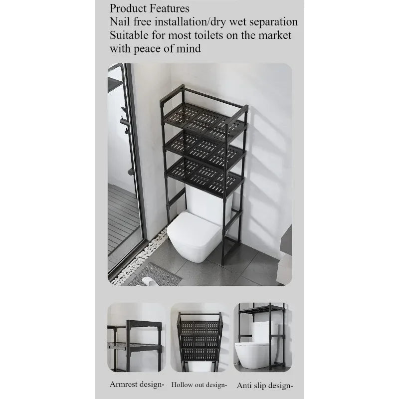 Multifunctional assembly washing machine rack 3-layer floor rack toilet storage rack